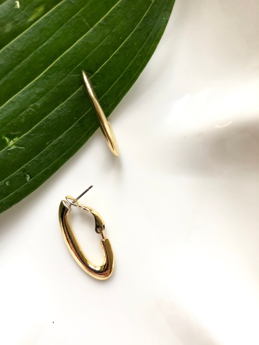 Dainty Gold Hoop Earrings - 耳环/耳夹 - 贵金属 金色