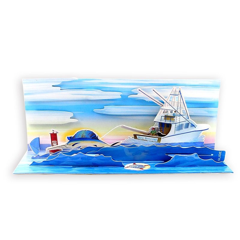立体卡－海钓船【Up With Paper-立体卡片 多用途】 - 卡片/明信片 - 纸 多色