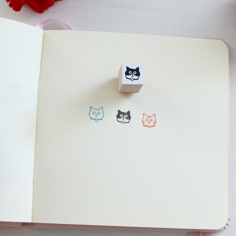 印章 12x12 虎斑猫 - 印章/印台 - 木头 白色