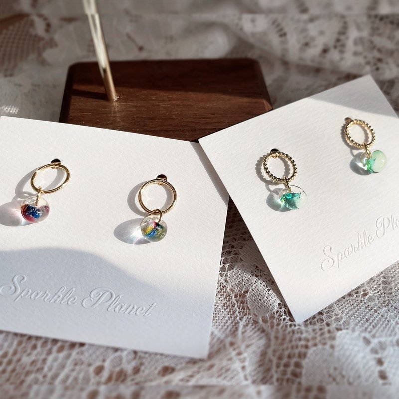几何色彩-美国泪珠耳环 Tears drop Earrings - 耳环/耳夹 - 银 多色