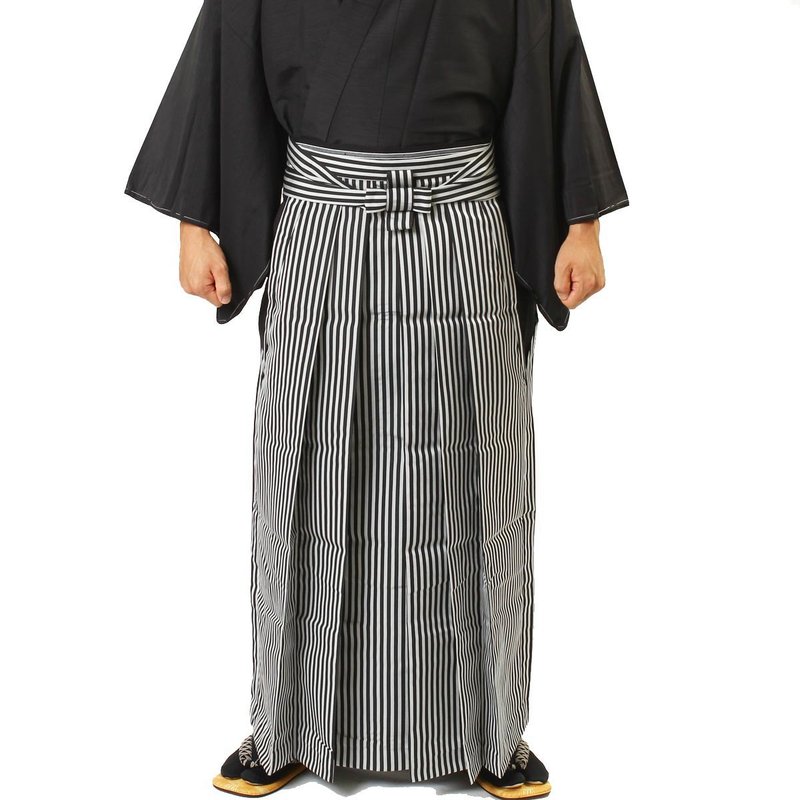 袴 男士 SS S M L LL 83cm 87cm 91cm 95cm 99cm 尺寸 条纹 - 男士长裤 - 其他材质 银色