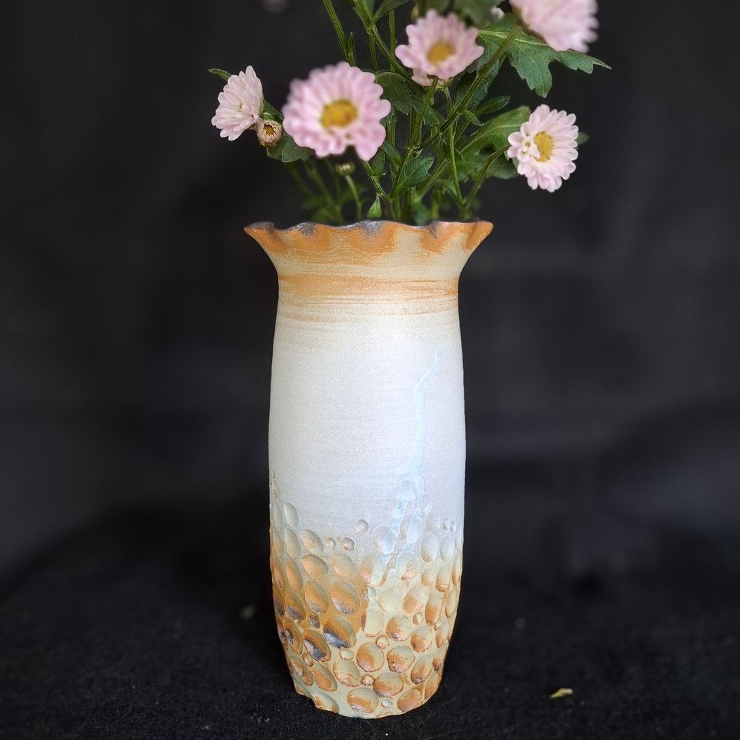999设计师限量手做陶瓷花器/岩质陶瓷花器盆器植物 - 花瓶/陶器 - 陶 橘色