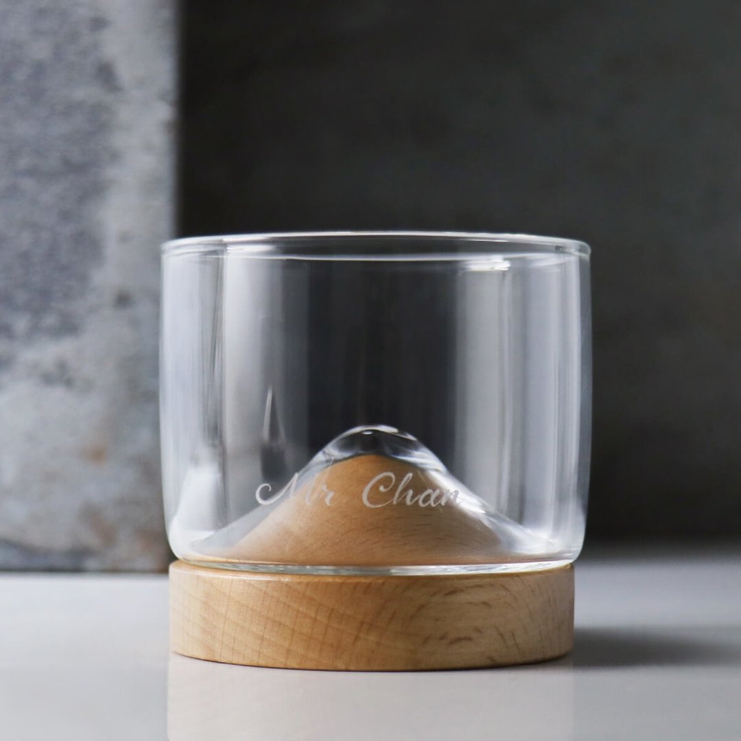 120cc【哲学生活小山杯】榉木 原木山形酒杯 茶杯 毕业 - 茶具/茶杯 - 玻璃 咖啡色