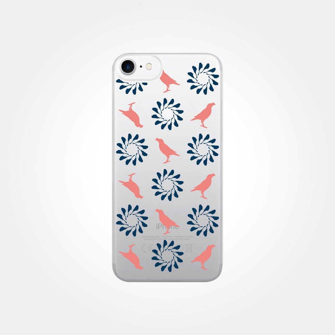 【现货-NX背板】印花乐x犀牛盾-iPhone/乌秋八哥/背盖透明蓝粉 - 手机壳/手机套 - 塑料 