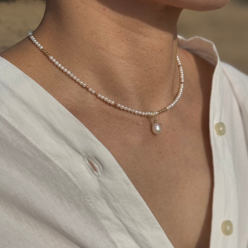14KGF Freedom典雅两戴珍珠短链 - 项链 - 珍珠 白色