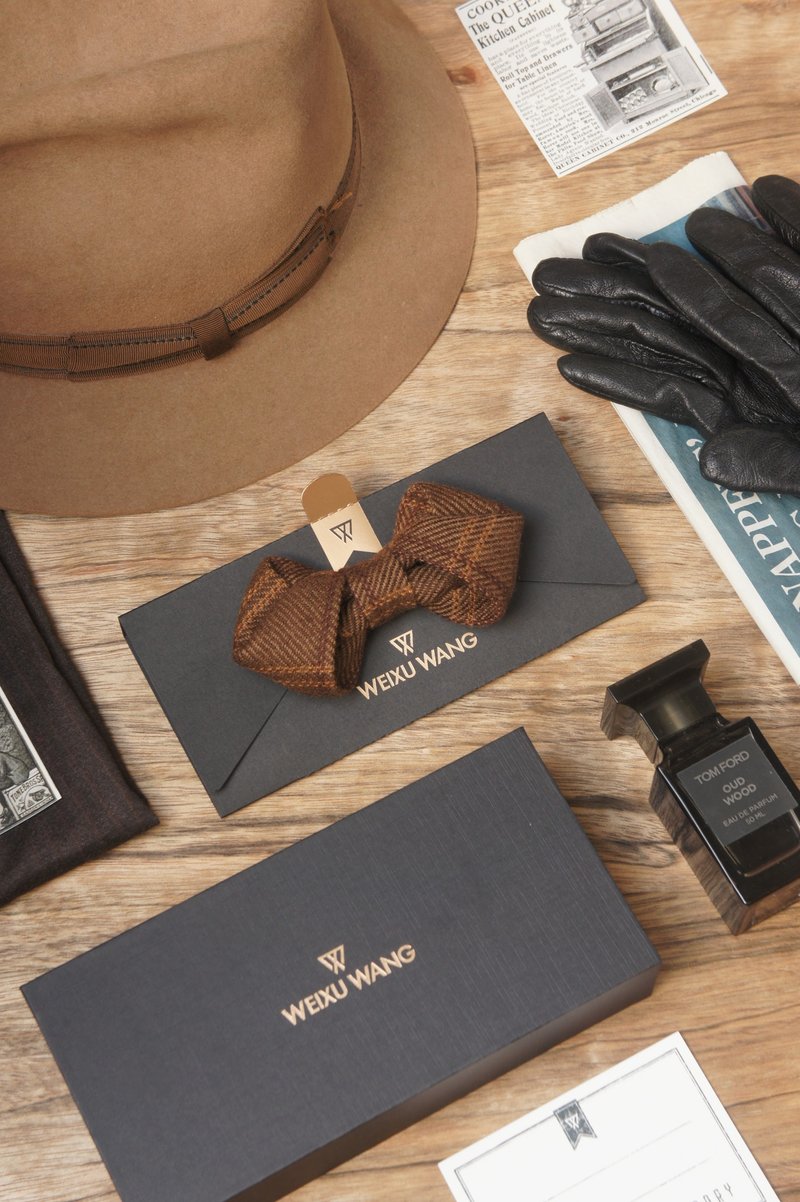 WEIXUWANG 折叠系列原创手工领结 - 领结/领巾 - 棉．麻 红色