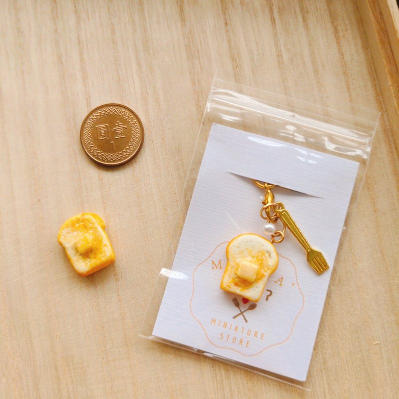 minita* 迷你现烤奶油吐司 高仿真 挂饰 吊饰 别针 疗愈小物 袖珍 - 挂绳/吊绳 - 粘土 黄色
