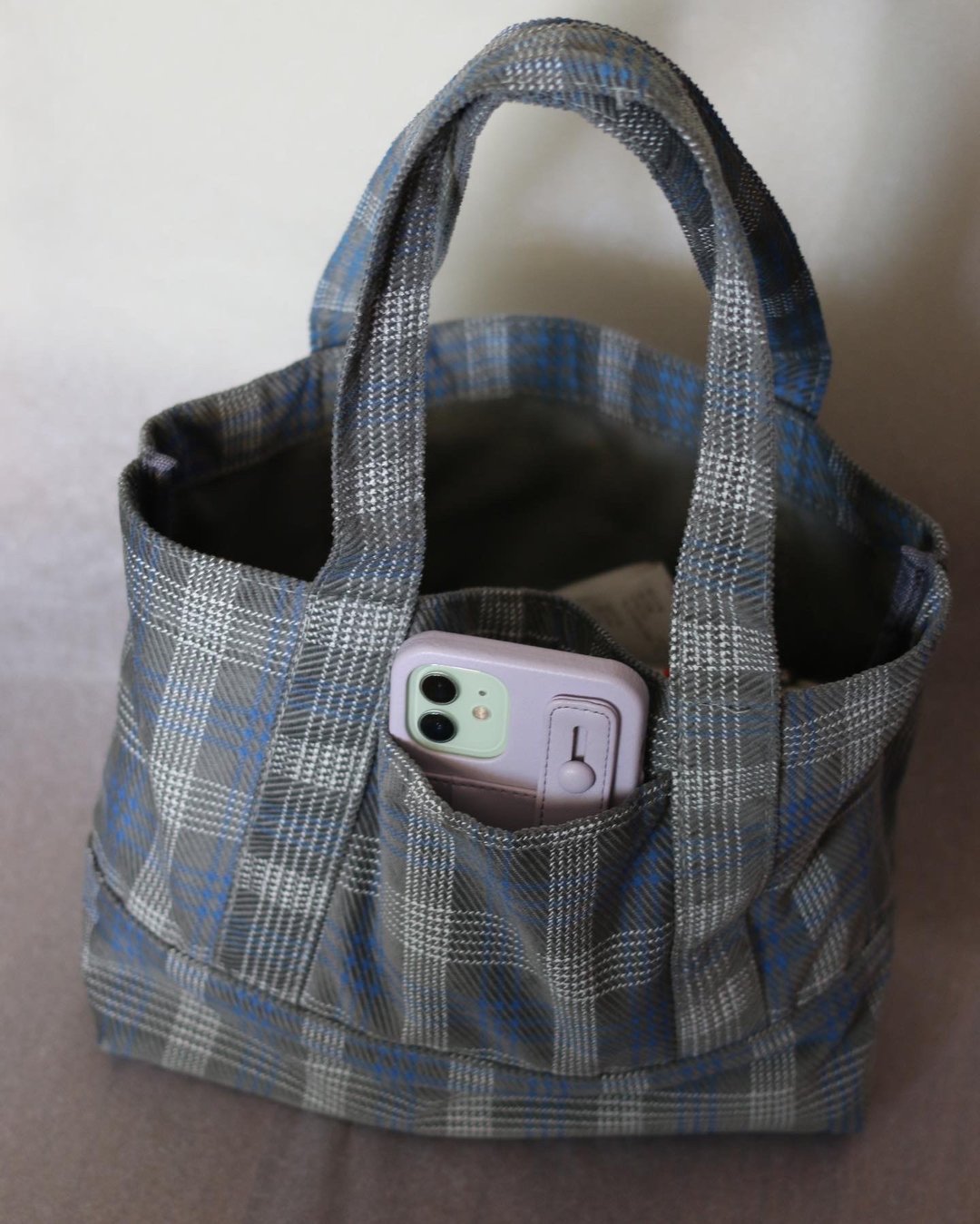 Mini Cotton Corduroy Tote - 手提包/手提袋 - 棉 灰色