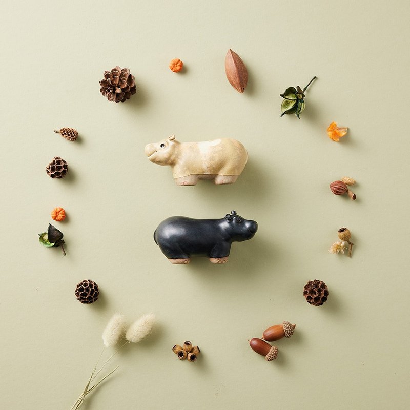 乐Y - 河马 黑 + 白 - 摆饰 - 陶 