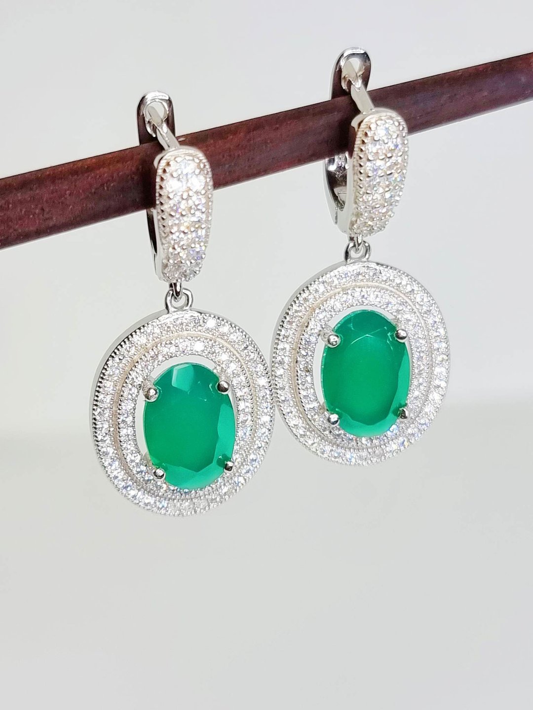 Natural Green Chalcedony Siver 925Sterling Set - 其他 - 宝石 绿色