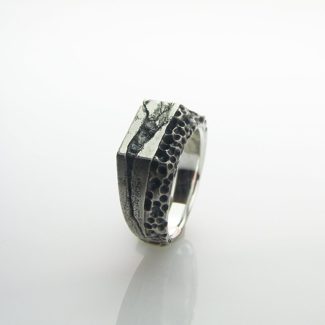 925纯银 戒指 高质感裂纹 925Silver rings 造型 SG-006 - 戒指 - 纯银 银色