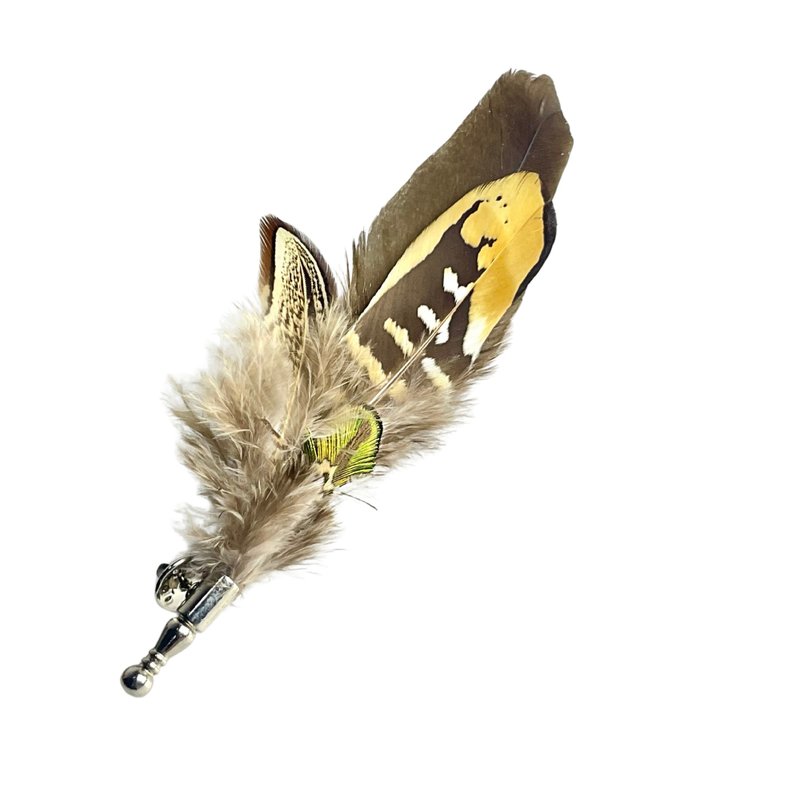 Feather hat pin or boutonnière for groom - 胸针 - 其他材质 多色