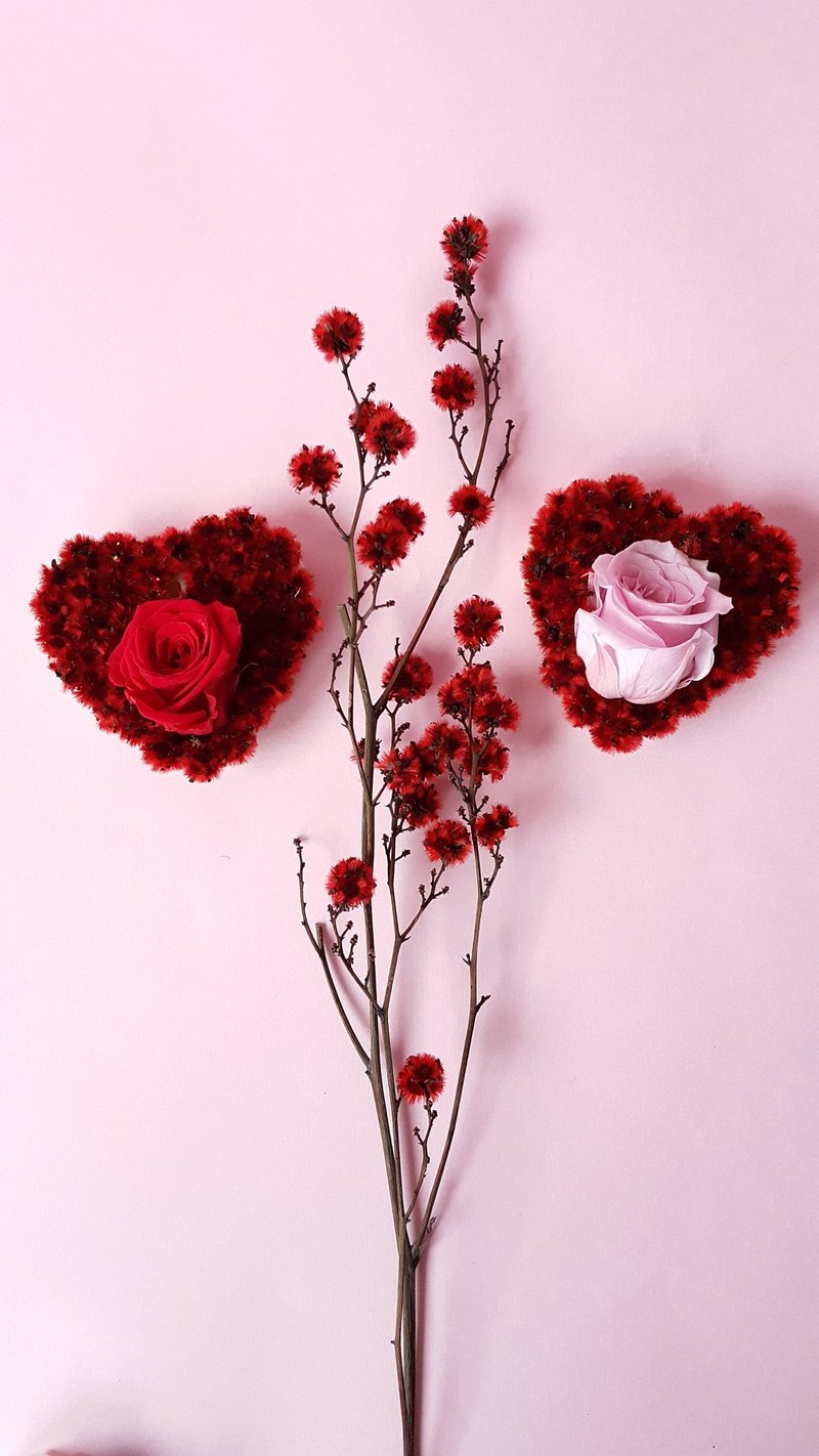 虎眼永生玫瑰花爱心型香砖(心心相印)婚礼小物/居家摆饰/送礼/ 永生花/情人节礼物 - 香薰/精油/线香 - 蜡 红色