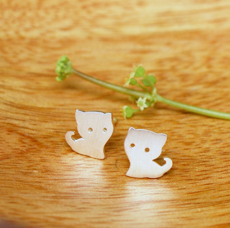 Sweetie Kitten - 银制耳环 - 耳环/耳夹 - 纯银 