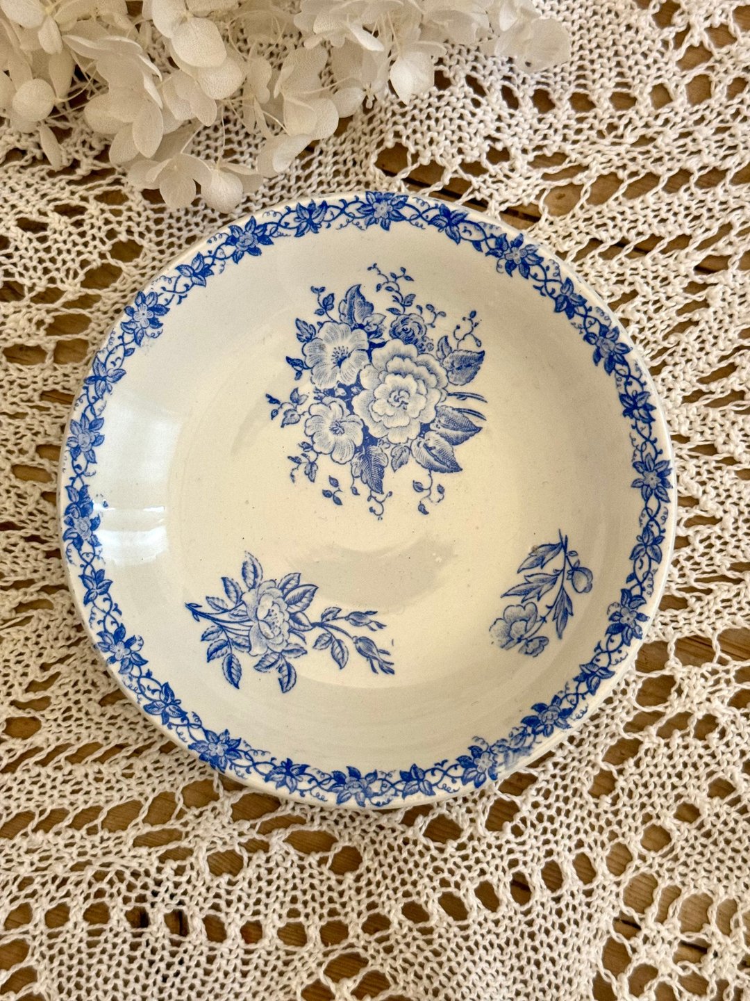 40347-法国古董SARREGUEMINES迷你高脚瓷盘13.5x3cm - 盘子/餐盘/盘架 - 瓷 