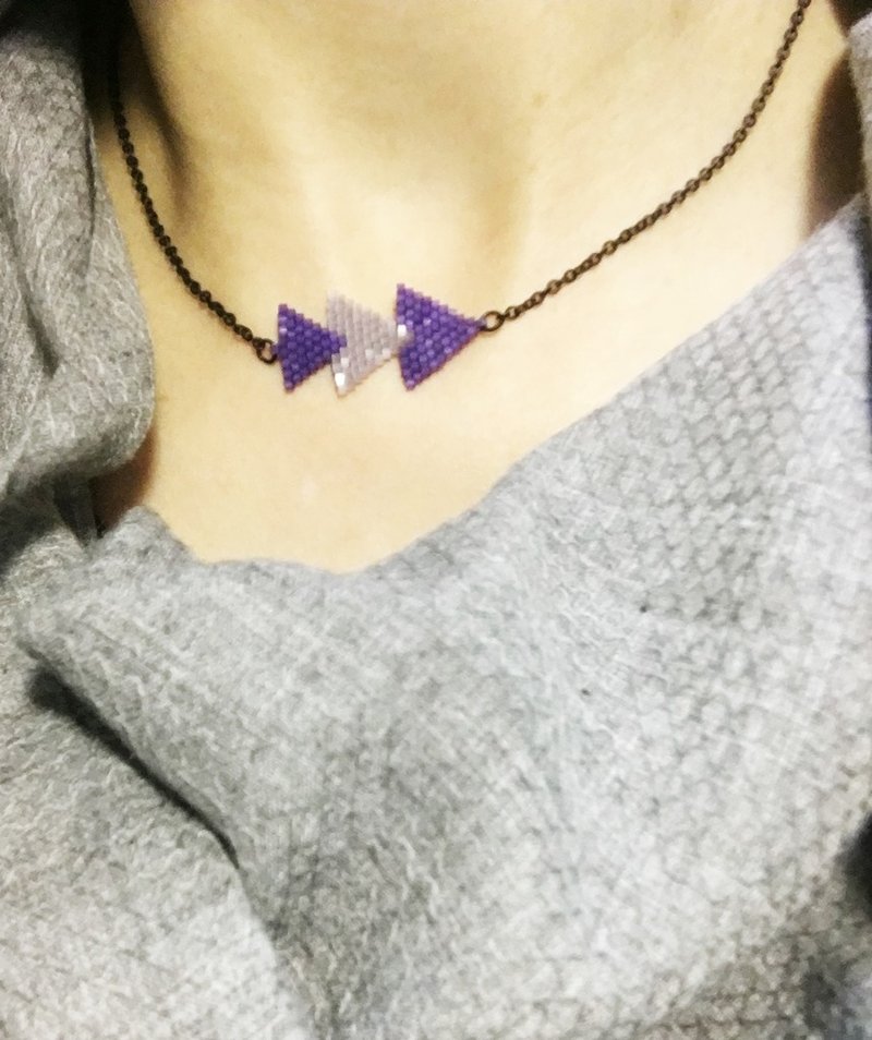 小三角紫色颈链 Mini Purple Triangle Necklace (N1607JS) - 颈链 - 其他材质 紫色