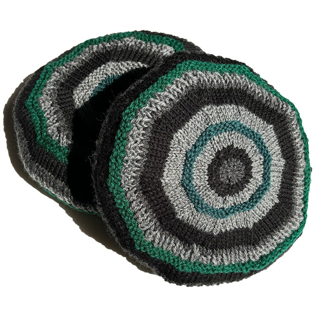 【Knit Tam】多种织纹针织帽 贝蕾帽 - 绿色 - 帽子 - 羊毛 绿色