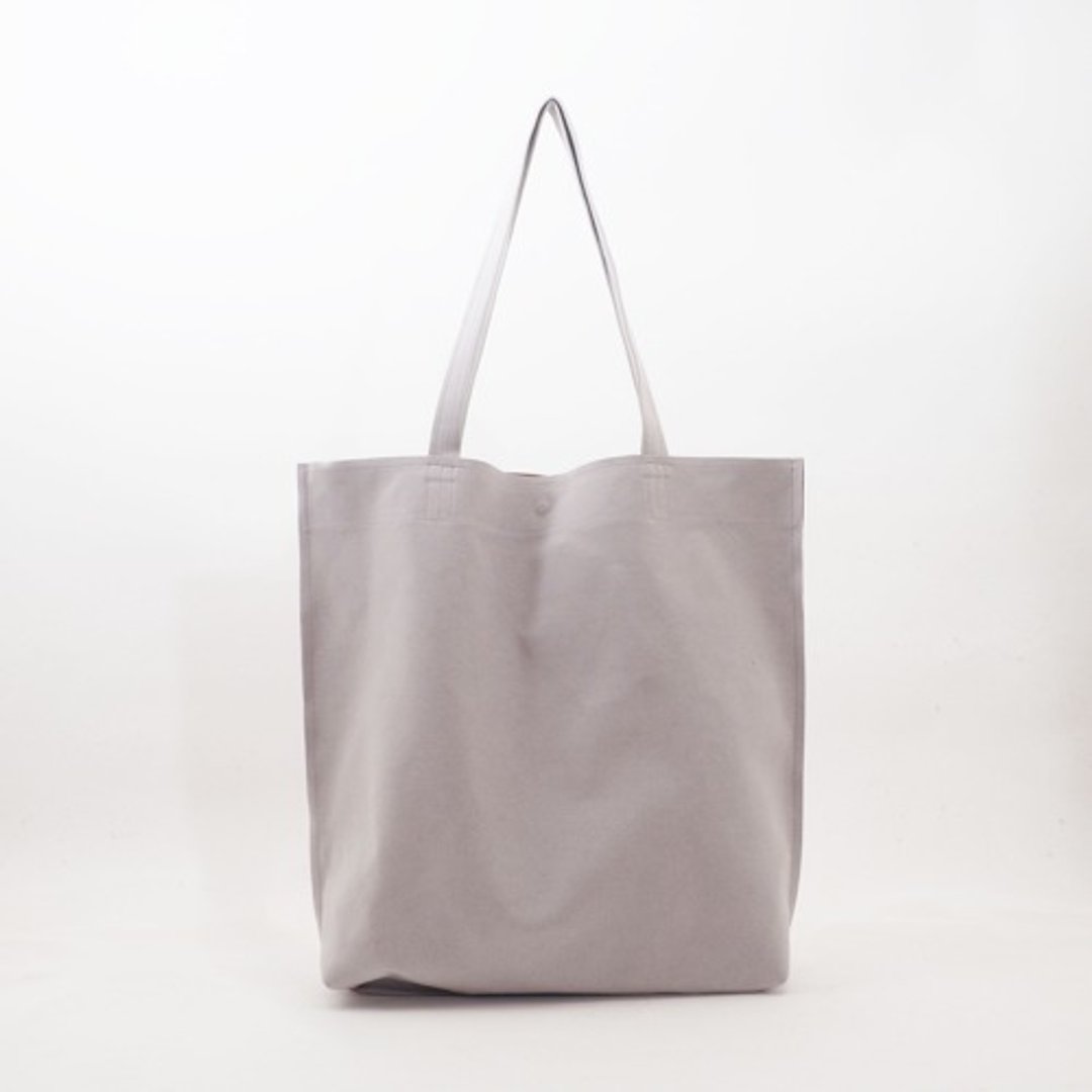 double handle tote (light gray x pink)/artificial leather/unisex/T076 - 手提包/手提袋 - 真皮 