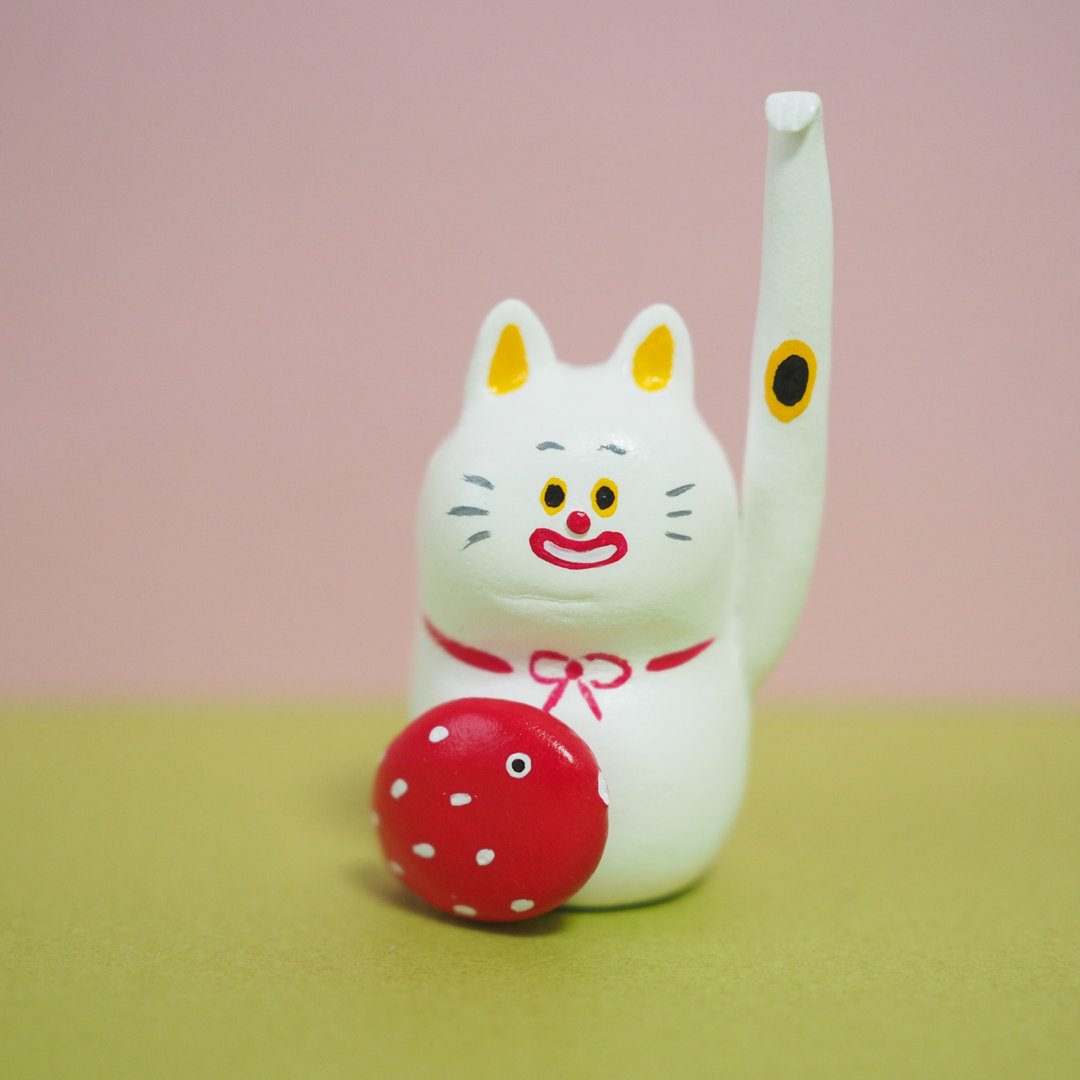高高兴兴的猫 - 玩偶/公仔 - 粘土 白色