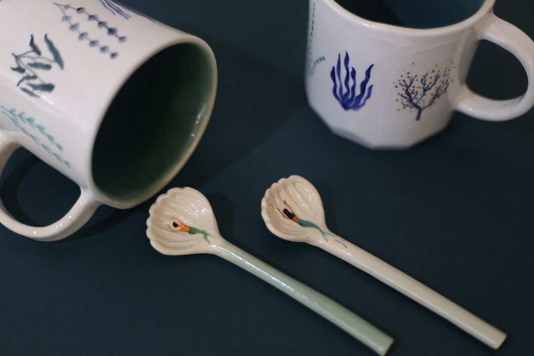 美人鱼汤匙 - 餐刀/叉/匙组合 - 陶 蓝色