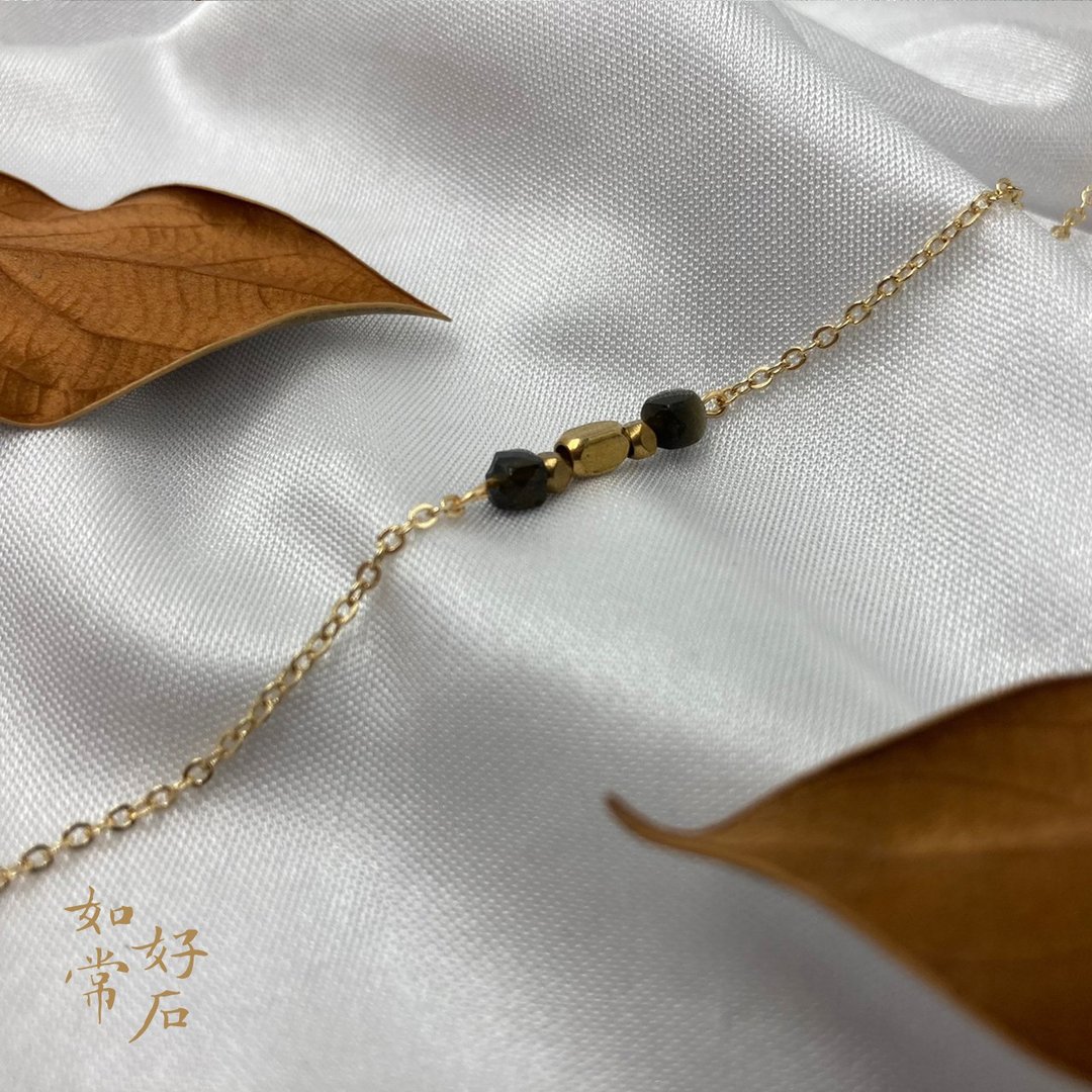 【灿】金沙黑曜  半宝石项链 - 锁骨链 - 半宝石 