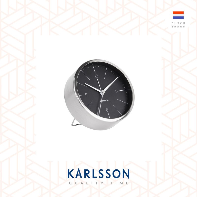 荷兰Karlsson, Alarm clock Normann brushed steel black - 时钟/闹钟 - 其他金属 黑色