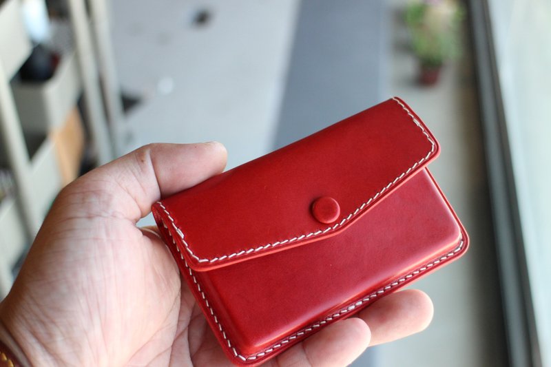 手工皮件 Card Holder 02 皮革名片夹(16CH02) - 名片夹/名片盒 - 真皮 红色
