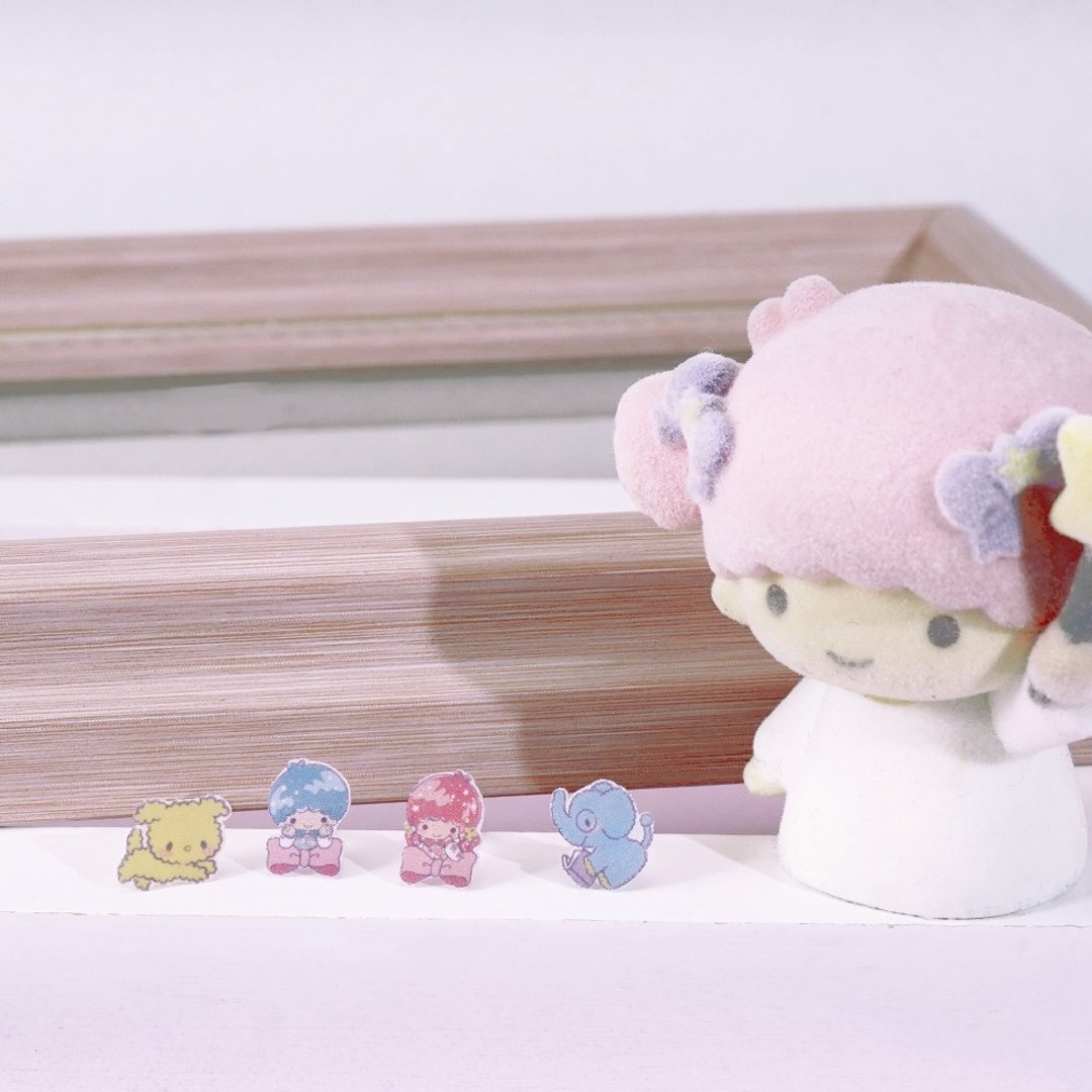 LittleTwinStars 50th星舞系列-双星仙子造型耳环组-彩绘款 - 耳环/耳夹 - 其他金属 多色