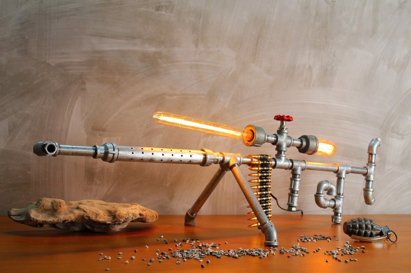 【Kuleqi Studio】狙击步枪台灯 / 工业风 / 生日礼物 / 金属灯 - 灯具/灯饰 - 其他金属 银色