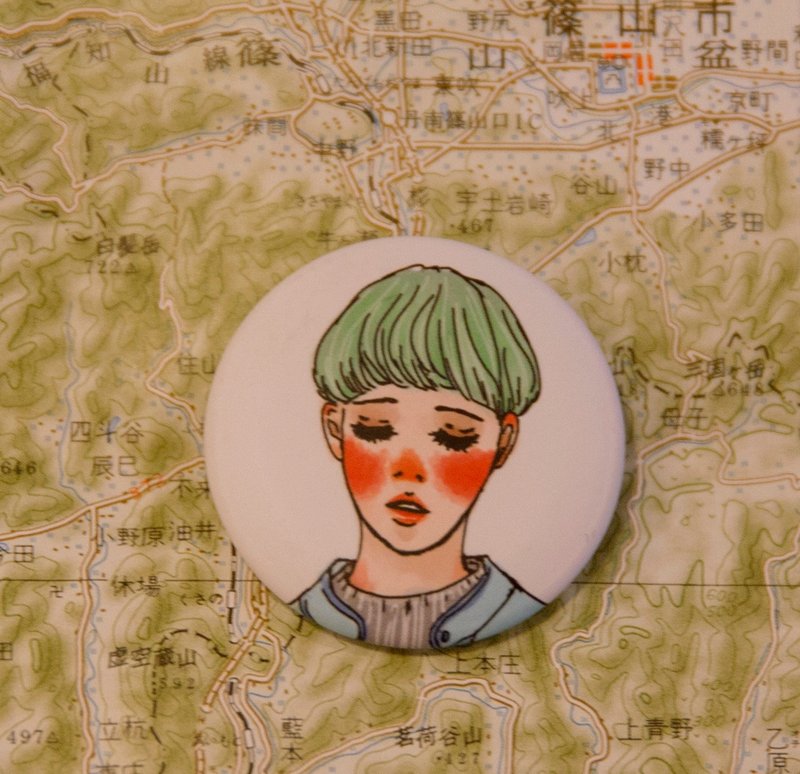 薄荷女孩徽章 - 胸针 - 塑料 蓝色