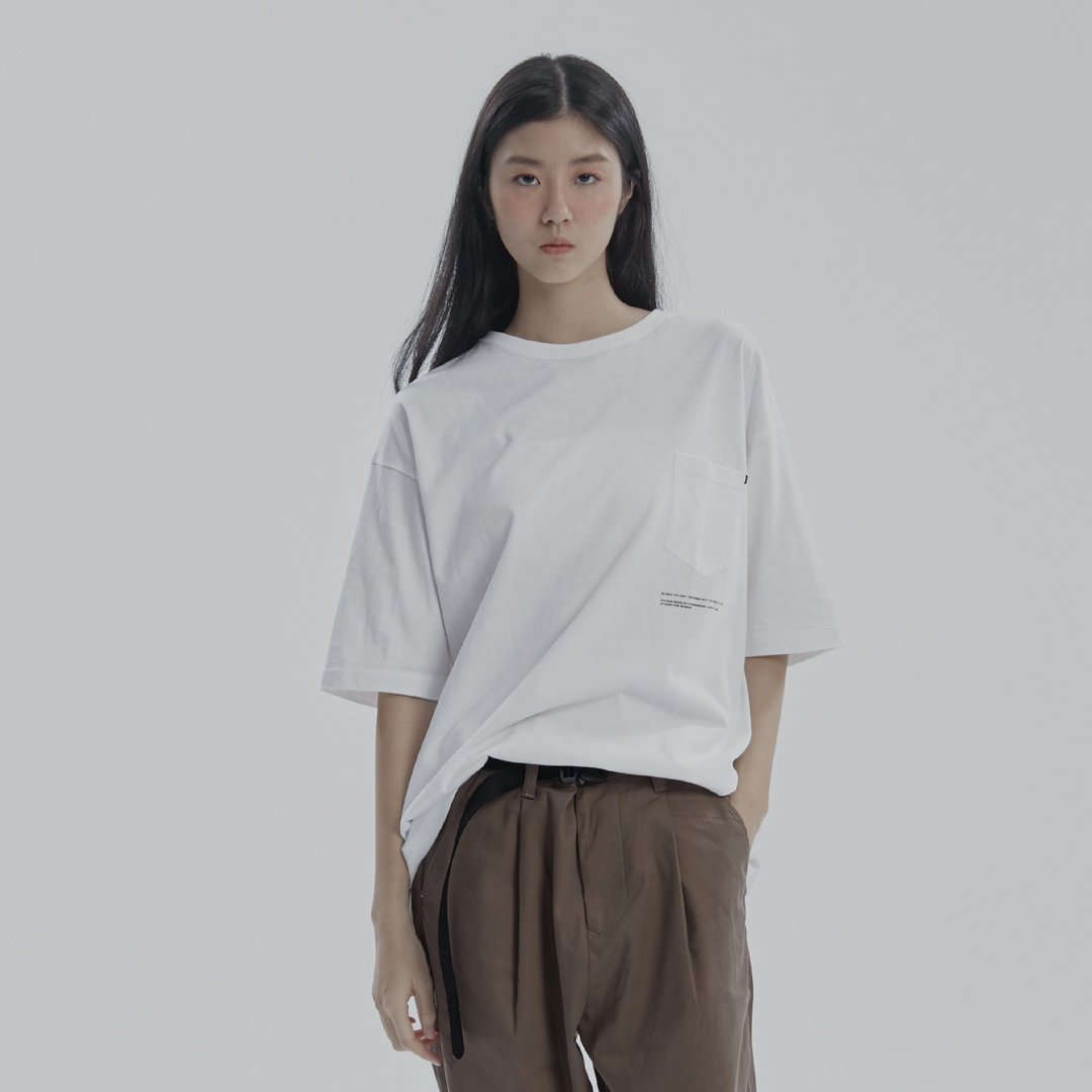 DYCTEAM - 宽松五分袖口袋短TEE Fifth Pocket (WH) - 中性连帽卫衣/T 恤 - 棉 白色