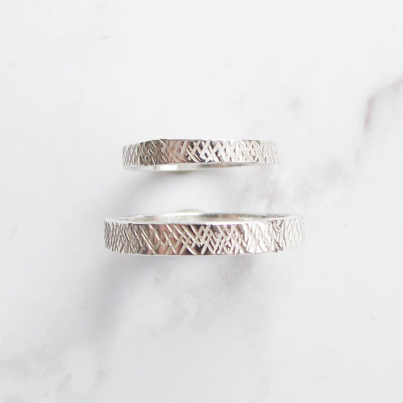 DIY手工银饰教学卷 | 文化币可 |交叉 |自然系手工纹路 纯银情侣 - 金工/饰品 - 纯银 