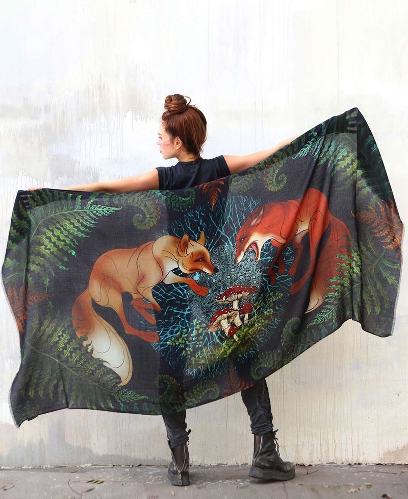 菌丝体披肩 - 丝巾 - 棉．麻 