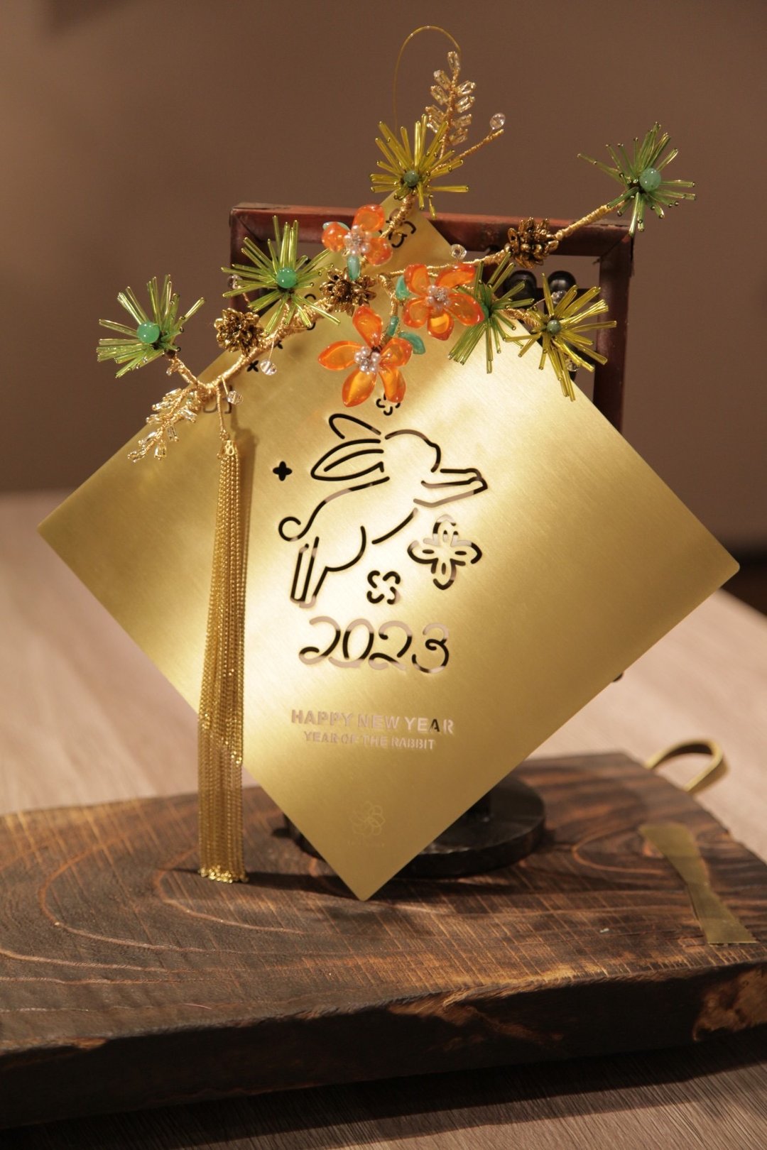 玉兔迎春珠宝春联 - 摆饰 - 宝石 金色
