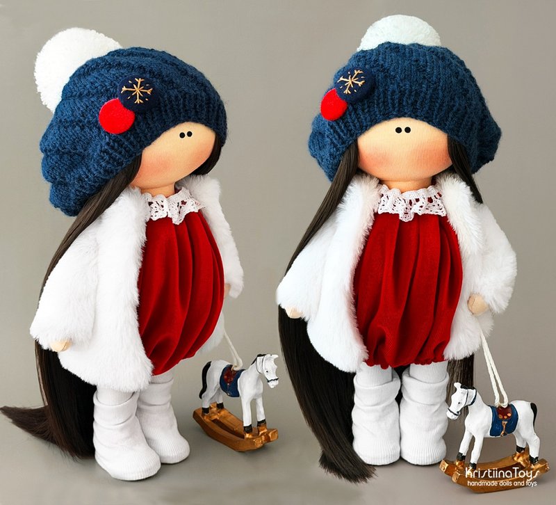 手工娃娃与马 织品娃娃 室内装饰娃娃配摇摇马 - 玩偶/公仔 - 棉．麻 多色