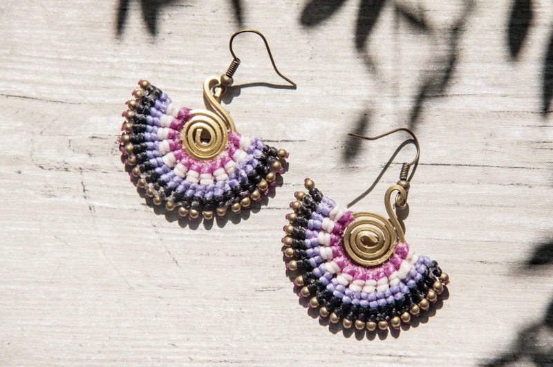 简约感 复古金黄色调黄铜耳环 耳针 耳钩 耳勾 耳夹-蚕丝蜡线编织 - 耳环/耳夹 - 铜/黄铜 多色