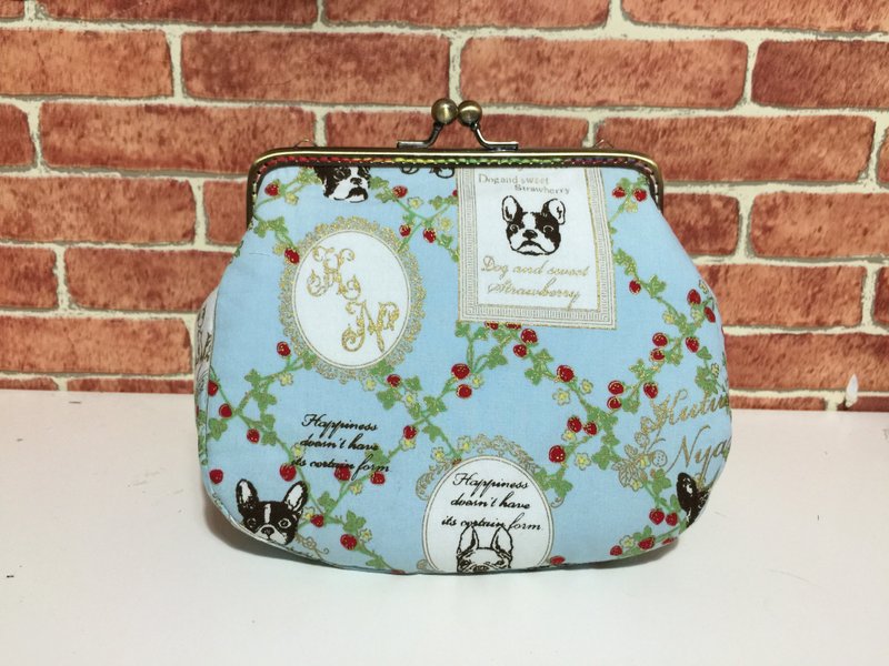 宫廷法斗遇上口金包/肩背/侧背/相机包/化妆包/杂物包/大容量 - 化妆包/杂物包 - 棉．麻 蓝色