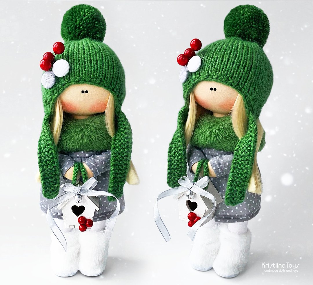 Christmas decor. Handmade doll 28 cm. Textile doll. Tilda toys. Interior dolls. - 玩偶/公仔 - 棉 多色