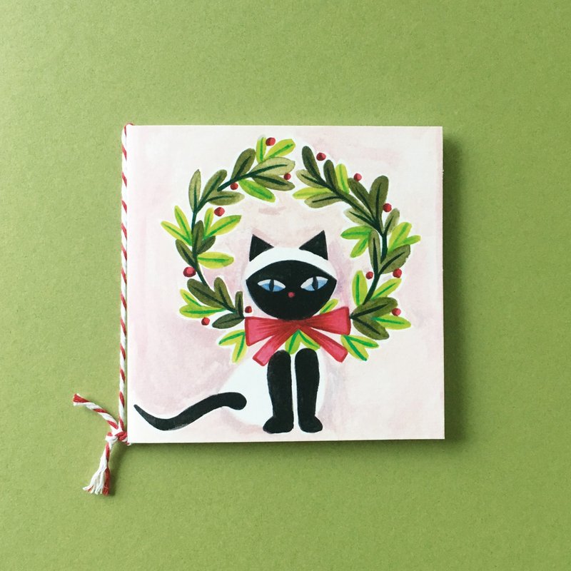Christmas Cat Gift Card - 卡片/明信片 - 纸 粉红色