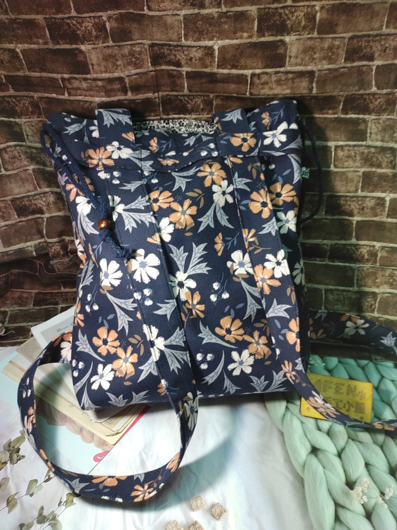 袋物系列-韩国牛津布优雅花肩背后背两用包-肩背包-束口后背包 - 后背包/双肩包 - 棉．麻 