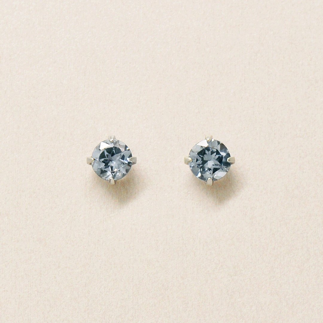 【Second Earrings】 铂金灰色尖晶石耳环 - 耳环/耳夹 - 贵金属 