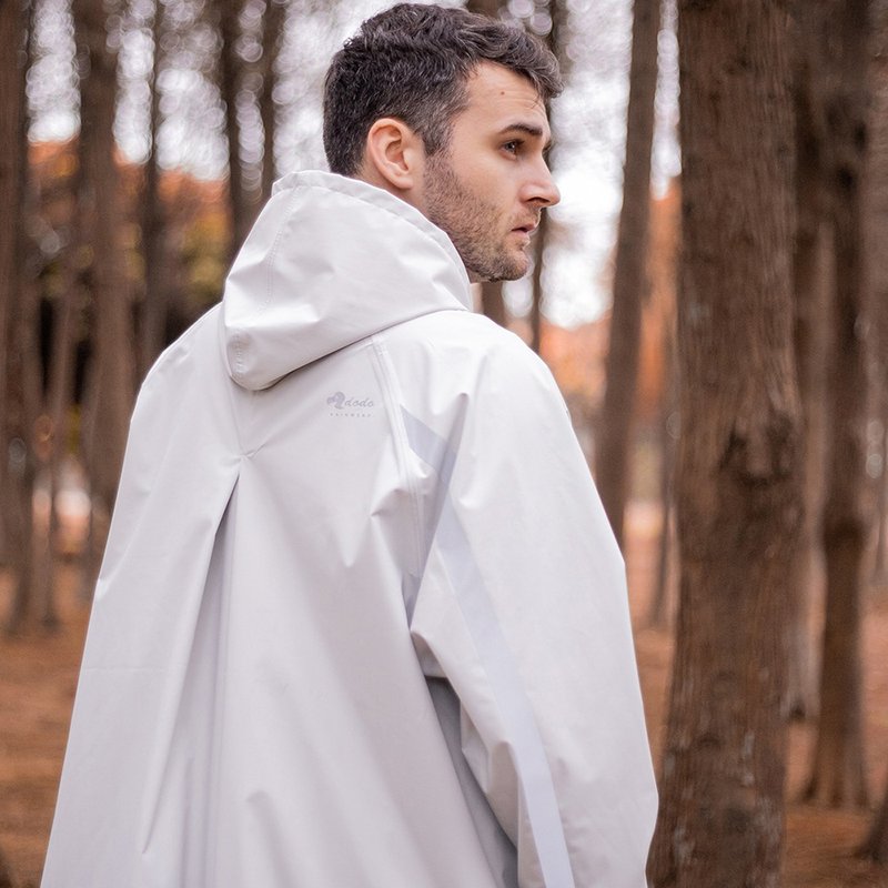 设计款斜开式雨衣-灰白 - 雨伞/雨衣 - 尼龙 白色