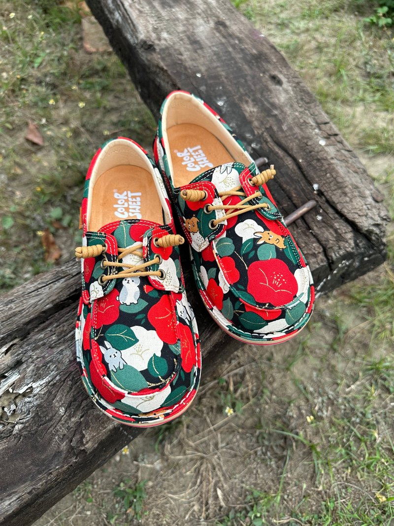 经典系列-红花兔 - 女款休闲鞋 - 棉．麻 粉红色