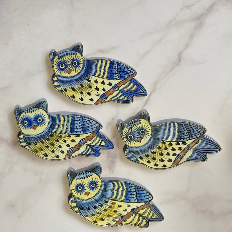 老日本 猫头鹰珐琅小盒 - 收纳用品 - 珐琅 多色