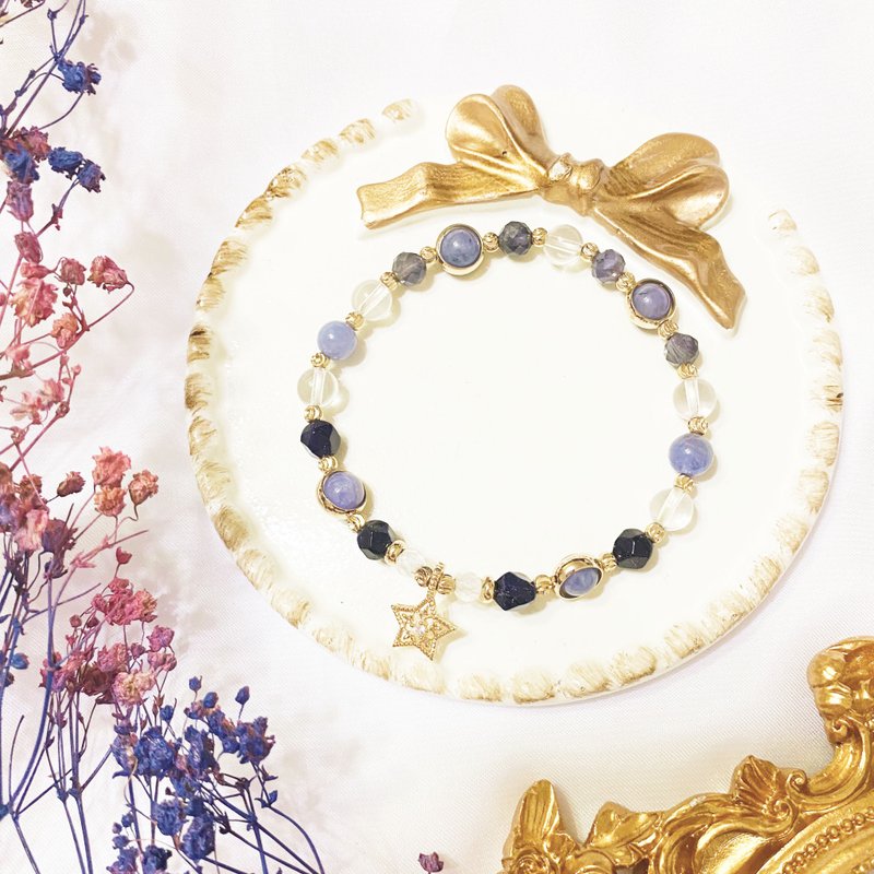 坦桑石 堇青石 白水晶 月光石 蓝砂石 水晶手链 霍尔的移动城堡 - 手链/手环 - 水晶 蓝色