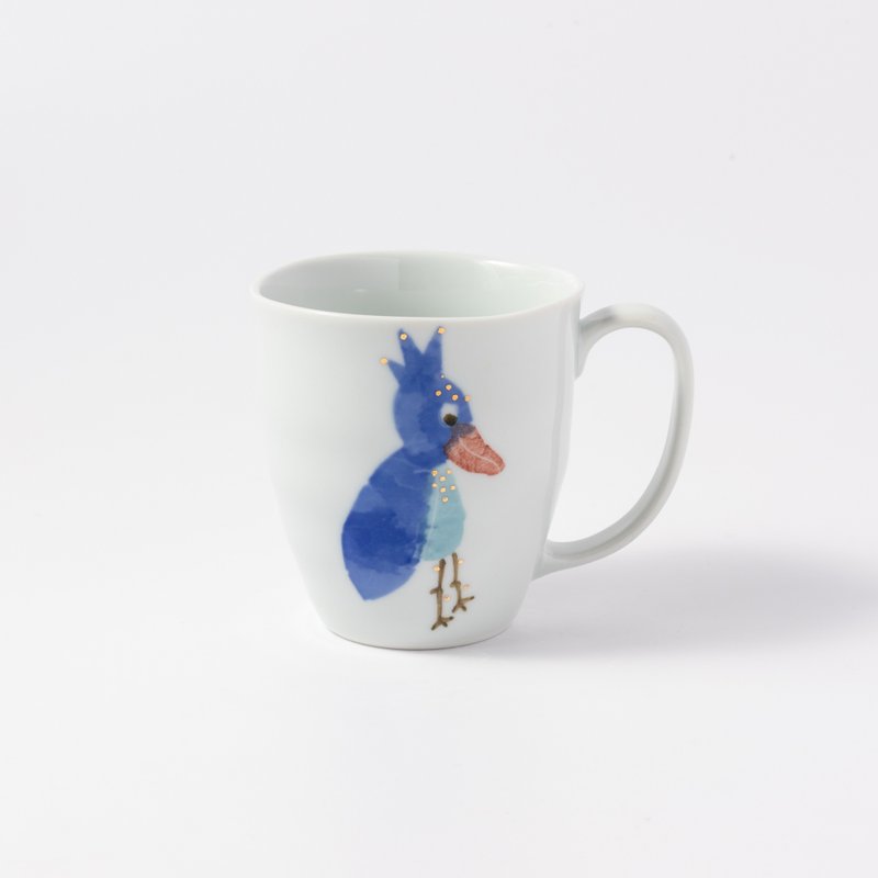 Tougama 手绘日本瓷杯，饰有鲸头鹳图案 - 咖啡杯/马克杯 - 瓷 蓝色