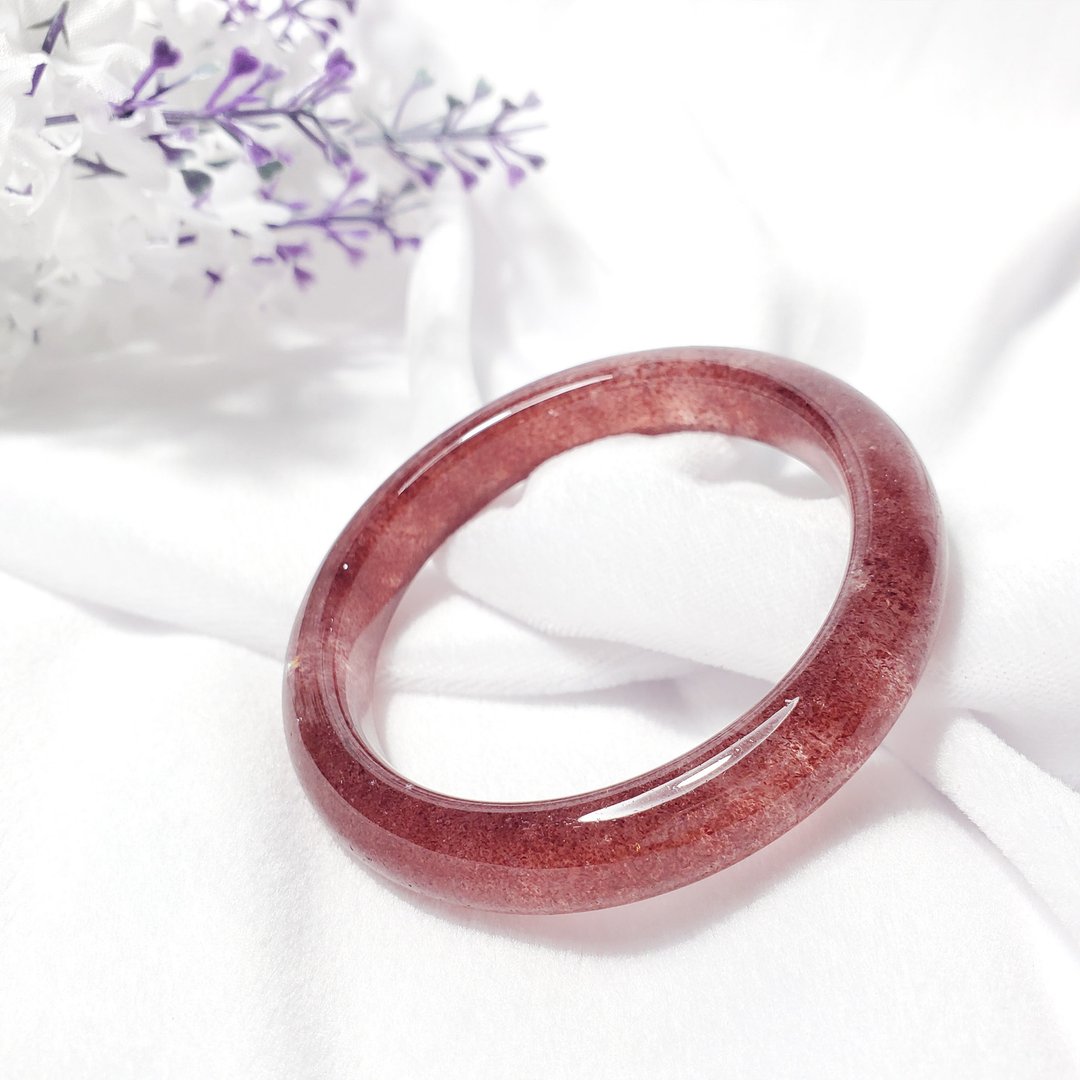 天然顶级鸽血红草莓晶 开运 人缘 手镯 17.5cm 带证书 单品 礼物 - 手链/手环 - 宝石 红色