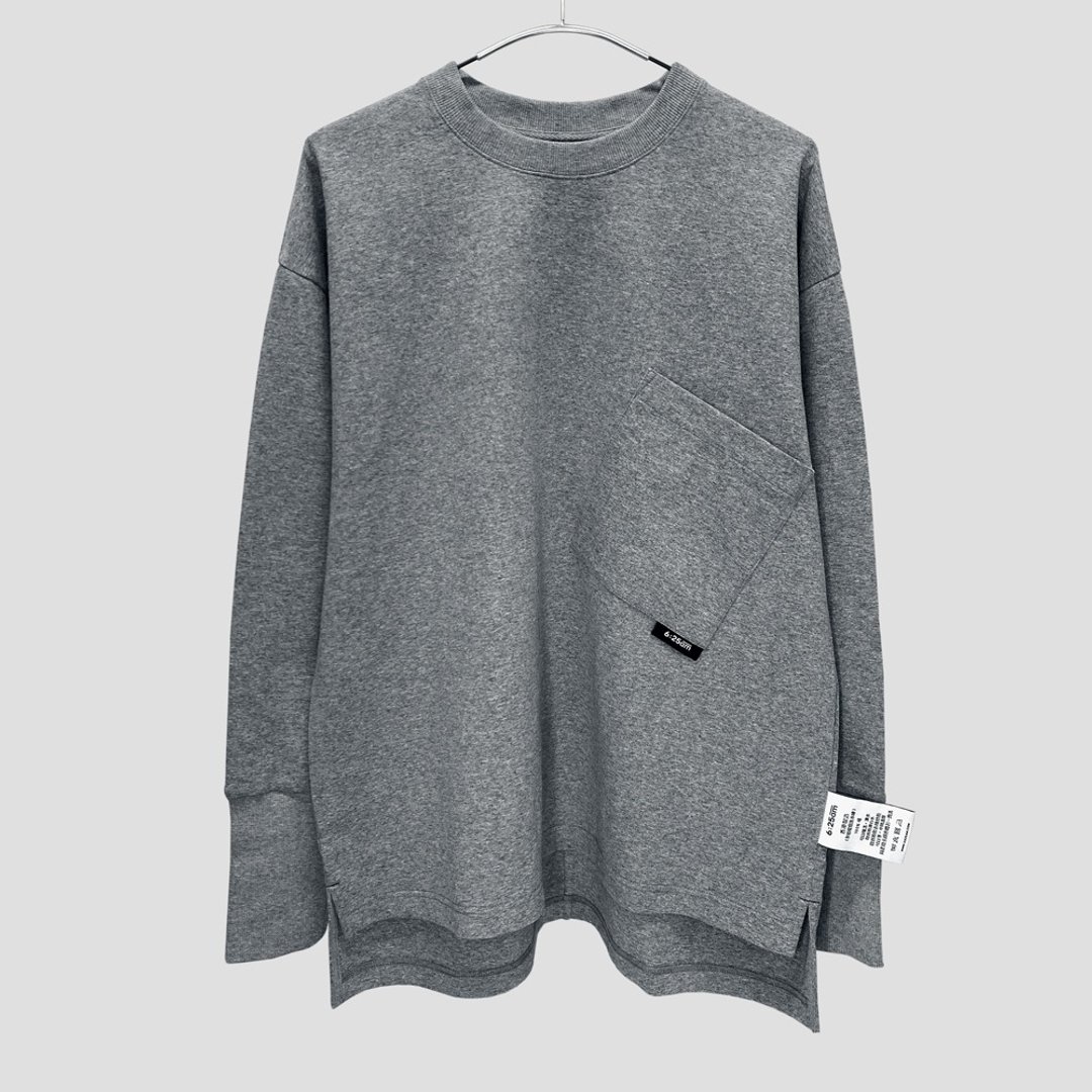 6:25am Long Sleeve Pocket Tee - 灰色 - 中性连帽卫衣/T 恤 - 棉 灰色