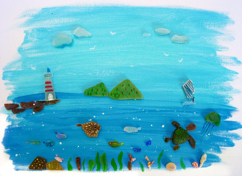 台中 最美海废 海玻璃拼贴画 (一人成团) - 陶艺 - 玻璃 