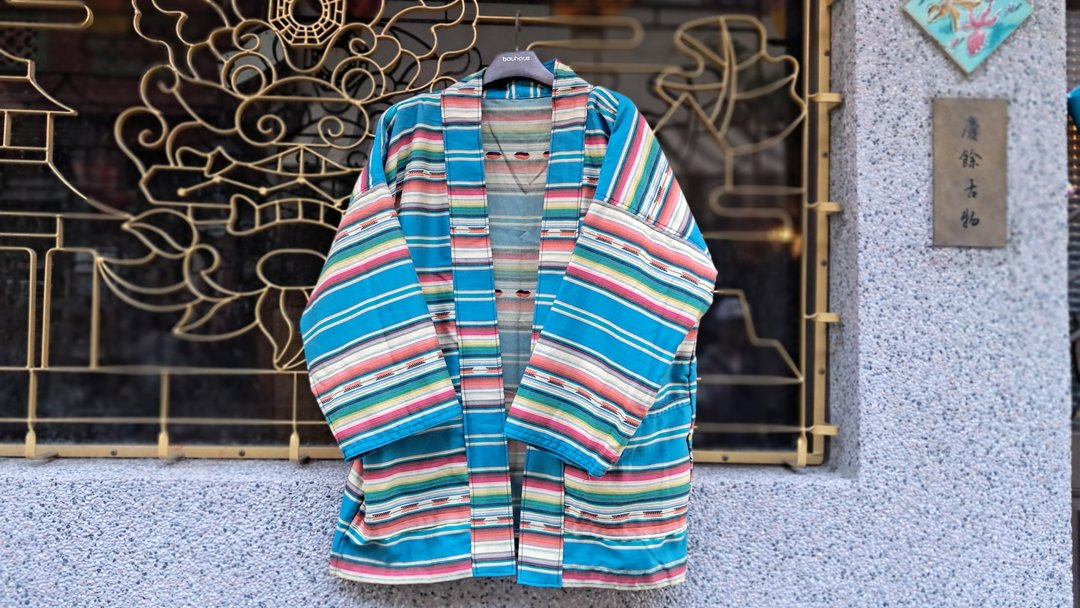 AMIN'S SHINY WORLD 湖水蓝墨西哥彩虹提花 KIMONO - 男装外套 - 棉．麻 多色
